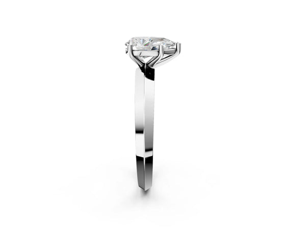 Sterling Silver Pear-Shaped Knife-Edge Solitaire Engagement Ring Setting with Plain Polished Band