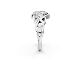 Silver Pear Cut Solitaire Intertwined Band Prong Setting Ring_16