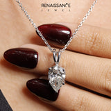 Silver Pear Cut Solitaire Pendant with Three-Prong Setting_17