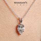 Silver Pear Cut Solitaire Pendant with Three-Prong Setting_17