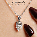 Silver Pear Cut Solitaire Pendant with Three-Prong Setting_18