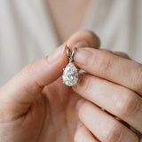 Silver Pear Cut Solitaire Pendant with Three-Prong Setting_29