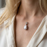 Silver Pear Cut Solitaire Pendant with Three-Prong Setting_29