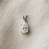 Silver Pear Cut Solitaire Pendant with Three-Prong Setting_32