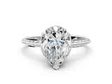 Silver Pear Cut Solitaire Split Shank Pave Diamond Engagement Ring with Four-Prong Setting_43