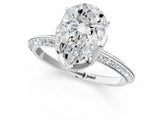 Silver Pear Cut Solitaire Split Shank Pave Diamond Engagement Ring with Four-Prong Setting_44