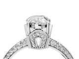 Silver Pear Cut Solitaire Split Shank Pave Diamond Engagement Ring with Four-Prong Setting_47