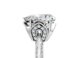 Silver Pear Cut Solitaire Split Shank Pave Diamond Engagement Ring with Four-Prong Setting_48