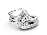 Silver Pear Cut Solitaire Tension-Set Diamond Split Shank Ring_25