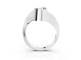 Silver Pear Cut Solitaire Tension-Set Diamond Split Shank Ring_28