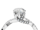 Silver Pear Cut Solitaire Twist Pave Diamond Engagement Ring with Prong Setting_35