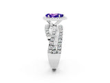Silver Pear Cut Tanzanite Halo Ring with Round Split Shank and Prong Setting_80