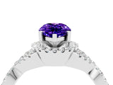 Silver Pear Cut Tanzanite  Halo Twist Band Solitaire Prong Setting Ring_16