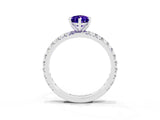 Silver Pear Cut Tanzanite Pavé Solitaire Ring with Round Band and Prong Setting_45