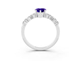 Silver Pear Cut Tanzanite Scattered Round Accent Ring with Prong Setting_33