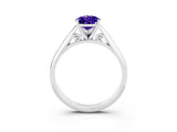 Silver Pear Cut Tanzanite Solitaire Engagement Ring with Cathedral Setting and Four-Prong Mount_3
