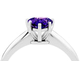 Silver Pear Cut Tanzanite Solitaire Engagement Ring with Classic Band and Four-Prong Setting_16