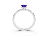 Silver Pear Cut Tanzanite Solitaire Pavé Engagement Ring with Round Band and Prong Setting_87