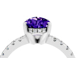 Silver Pear Cut Tanzanite Solitaire Ring with Round  Pavé Band and Four-Prong Setting_28