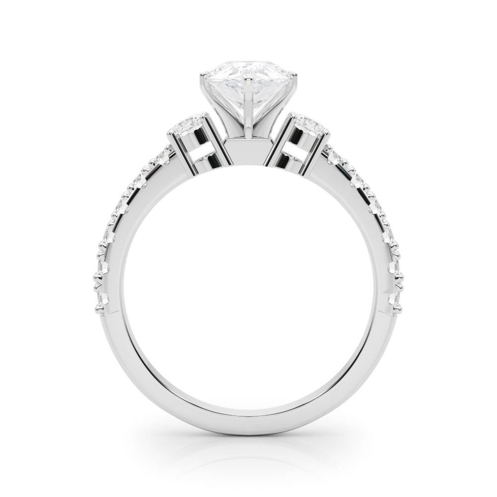 Silver Pear Cut Three-Stone Diamond Pavé Band with Prong Setting 1