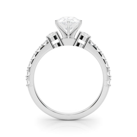 Silver Pear Cut Three-Stone Diamond Pavé Band with Prong Setting 1