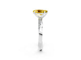Silver Pear Cut Yellow Sapphire Engagement Ring with Side Stone Accents and Four-Prong Setting_14