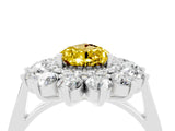 Silver Pear Cut Yellow Sapphire Floral Double Halo Engagement Ring with Prong Setting_160