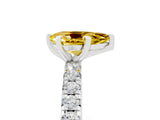 Silver Pear Cut Yellow Sapphire Pavé Solitaire Ring with Round Band and Prong Setting_47