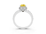 Silver Pear Cut Yellow Sapphire Scalloped Halo Engagement Ring with Round Shared Prong Band_63