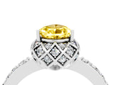Silver Pear Cut Yellow Sapphire Scalloped Halo Engagement Ring with Round Shared Prong Band_64