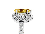 Silver Pear Cut Yellow Sapphire Scalloped Halo Engagement Ring with Round Shared Prong Band_65