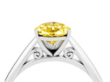 Silver Pear Cut Yellow Sapphire Solitaire Engagement Ring with Cathedral Setting and Four-Prong Mount_16