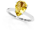 Silver Pear Cut Yellow Sapphire Solitaire Engagement Ring with Classic Band and Four-Prong Setting_13