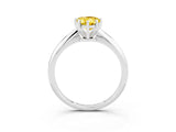 Silver Pear Cut Yellow Sapphire Solitaire Engagement Ring with Classic Band and Four-Prong Setting_15
