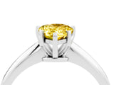 Silver Pear Cut Yellow Sapphire Solitaire Engagement Ring with Classic Band and Four-Prong Setting_16