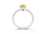 Silver Pear Cut Yellow Sapphire Solitaire Ring with Round  Pavé Band and Four-Prong Setting_39