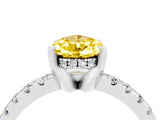 Silver Pear Cut Yellow Sapphire Solitaire Ring with Round  Pavé Band and Four-Prong Setting_40