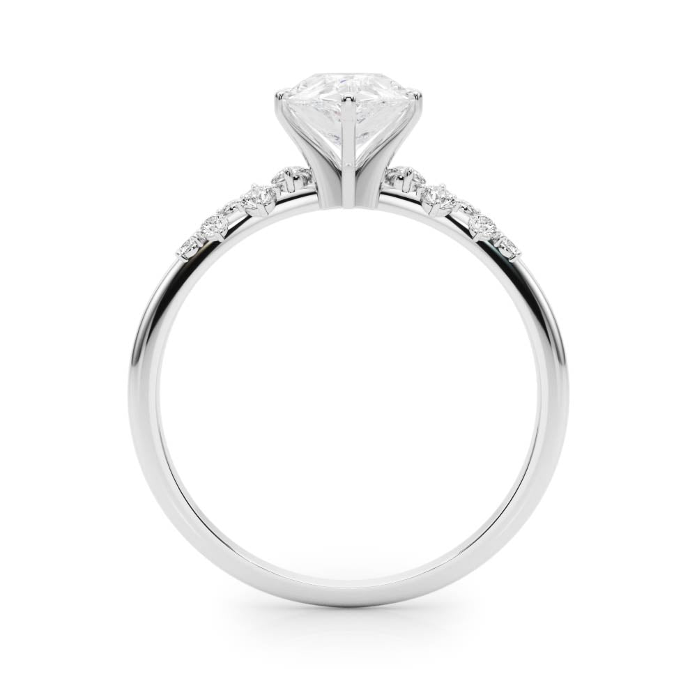 Silver Pear Diamond Cluster Prong-Set Solitaire Ring 1