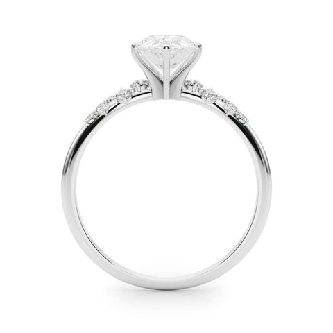 Silver Pear Diamond Cluster Prong-Set Solitaire Ring 1