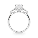 Silver Pear Diamond Floral Side Stone Solitaire with Marquise Accents and Four-Prong Setting 1