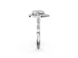 Silver Pear Halo Diamond Engagement Ring with Twisted Band and Four-Prong Setting 2