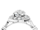 Silver Pear Halo Diamond Engagement Ring with Twisted Band and Four-Prong Setting 4