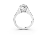 Silver Pear Halo Diamond Floral Split Shank Engagement Ring 3