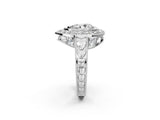 Silver Pear Halo Diamond Ring with Milgrain Bezel and Prong Setting_8