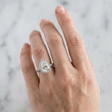 Silver Pear Halo Diamond Ring with Pavé Band_21