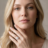 Silver Pear Halo Diamond Ring with Pavé Band_22