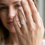 Silver Pear Halo Diamond Ring with Pavé Band_23