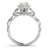 Silver Pear Halo Scrollwork Engagement Ring with Prong Setting 2