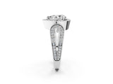 Silver Pear Halo Split Shank Milgrain Diamond Ring_20