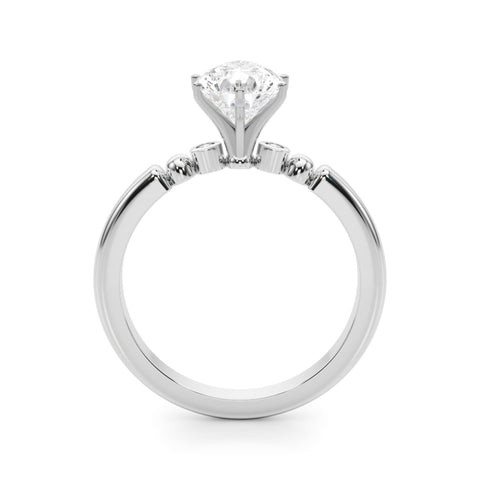 Silver Pear Solitaire Beaded Band with Four-Prong Setting 1